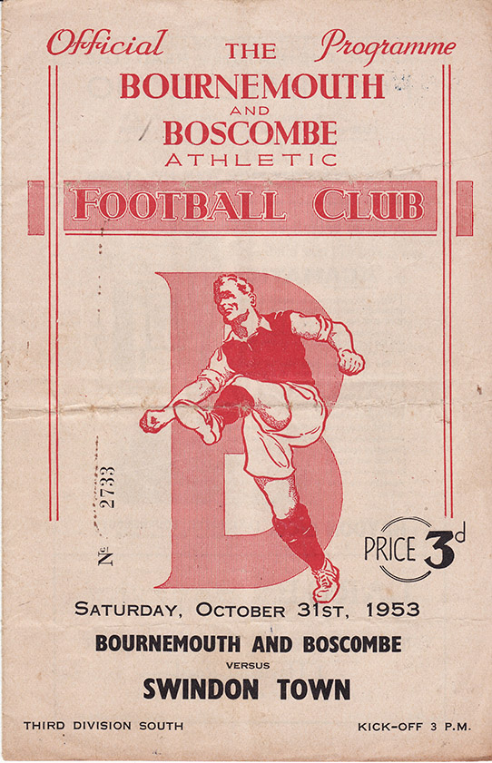 <b>Saturday, October 31, 1953</b><br />vs. Bournemouth and Boscombe Athletic (Away)